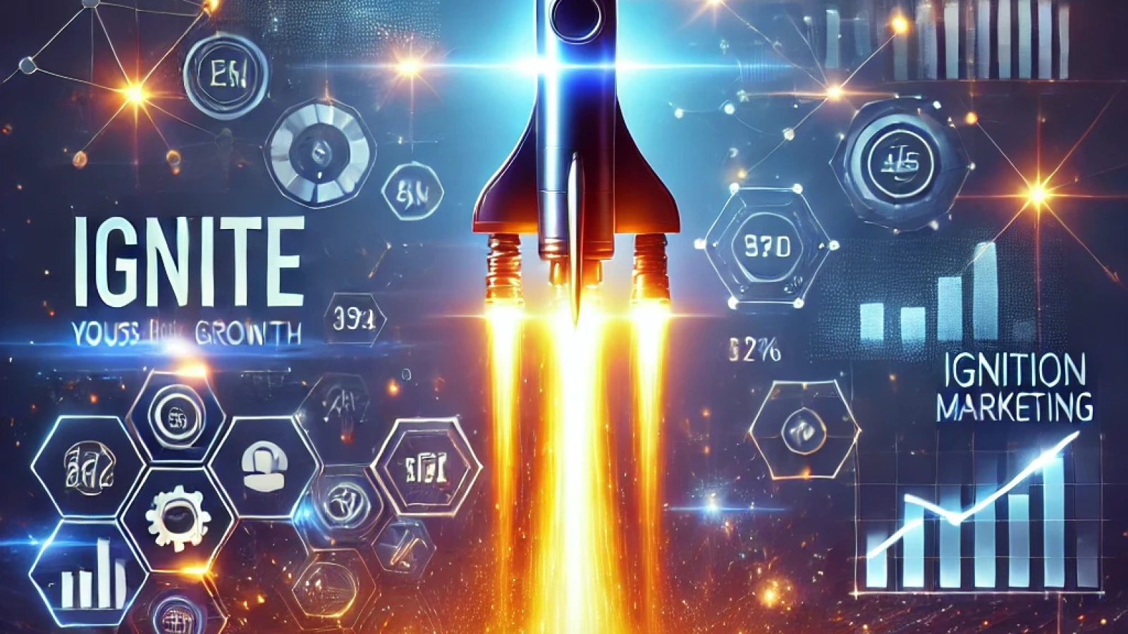 DALL·E 2024-12-16 12.44.00 - A professional and vibrant digital marketing-themed image illustrating the concept of 'Ignition Marketing.' The image features a glowing rocket launch